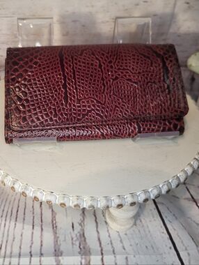 Vintage Rare 1950s -60s Ruby Red Lizard Leather Envelope Wallet